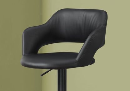 Black Faux Leather and Metal Low Back Adjustable Height Swivel Bar Chair HomeRoots