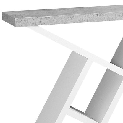 36" Gray and White Abstract Console Table With Shelves HomeRoots