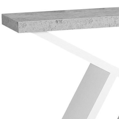 36" Gray and White Abstract Console Table With Shelves HomeRoots