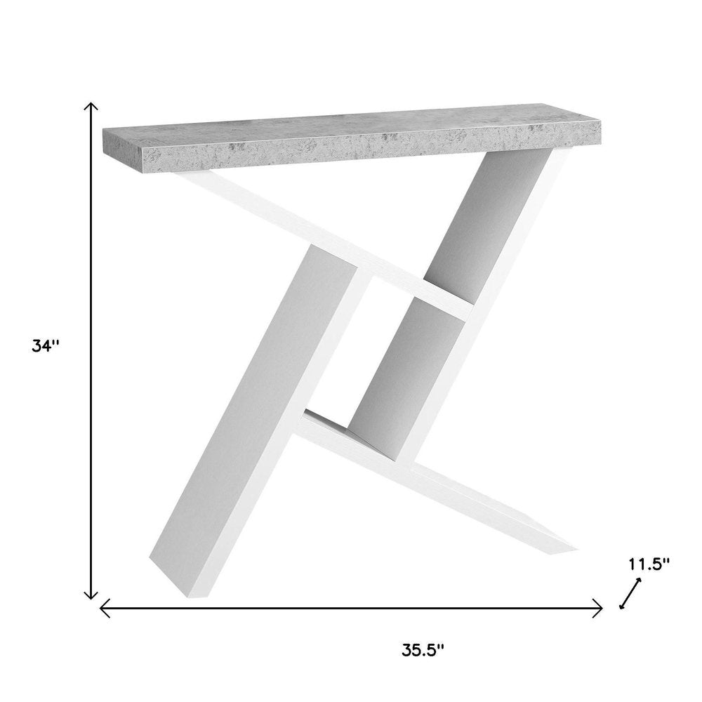 36" Gray and White Abstract Console Table With Shelves HomeRoots
