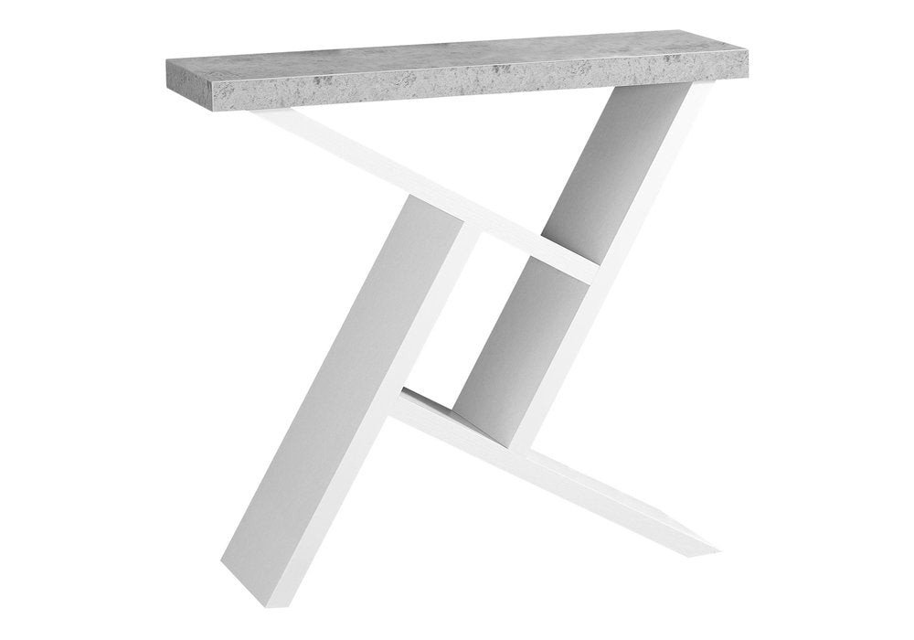 36" Gray and White Abstract Console Table With Shelves HomeRoots