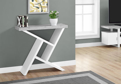 36" Gray and White Abstract Console Table With Shelves HomeRoots