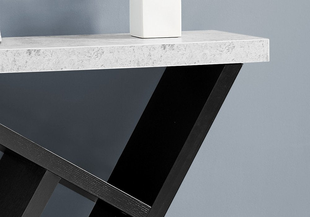 36" Gray and Black Abstract Console Table With Shelves HomeRoots