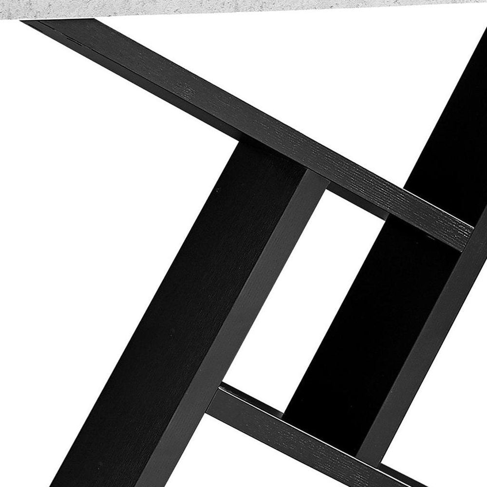 36" Gray and Black Abstract Console Table With Shelves HomeRoots