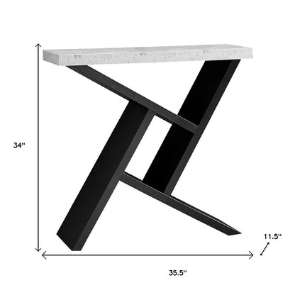 36" Gray and Black Abstract Console Table With Shelves HomeRoots