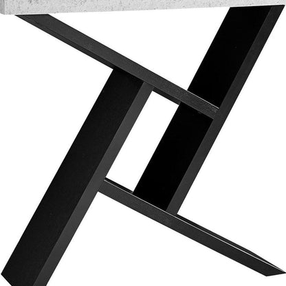 36" Gray and Black Abstract Console Table With Shelves HomeRoots