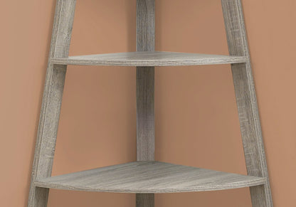60" Taupe Wood Four Tier Corner Bookcase HomeRoots