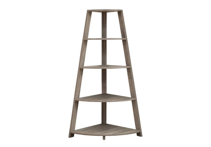 60" Taupe Wood Four Tier Corner Bookcase HomeRoots