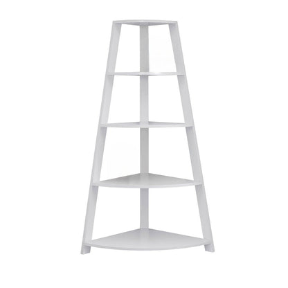White Wood Four Tier Corner Bookcase HomeRoots