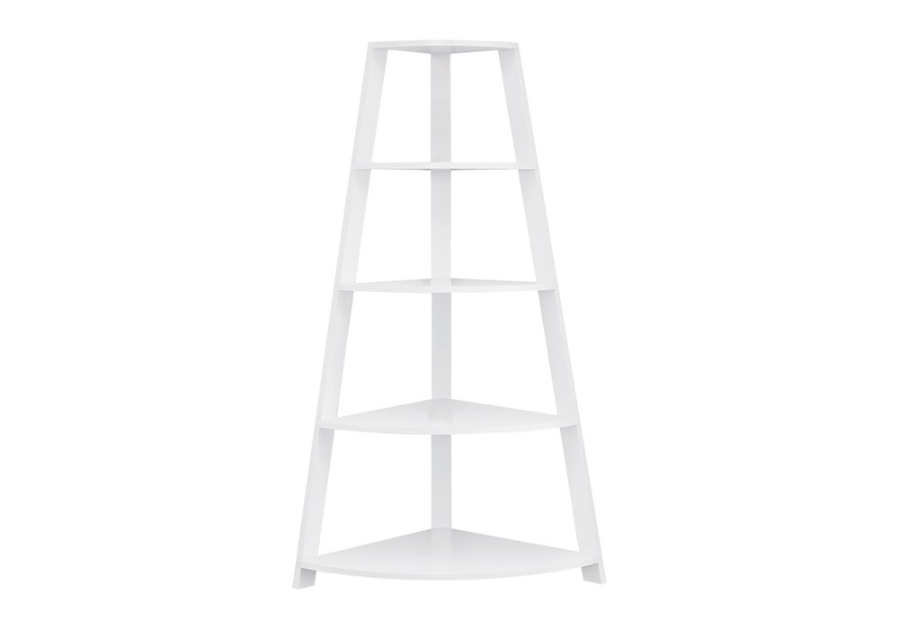 White Wood Four Tier Corner Bookcase HomeRoots