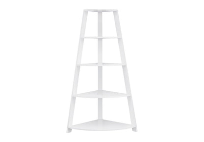 White Wood Four Tier Corner Bookcase HomeRoots