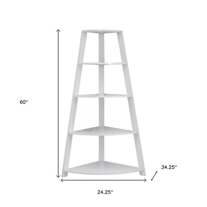 White Wood Four Tier Corner Bookcase HomeRoots