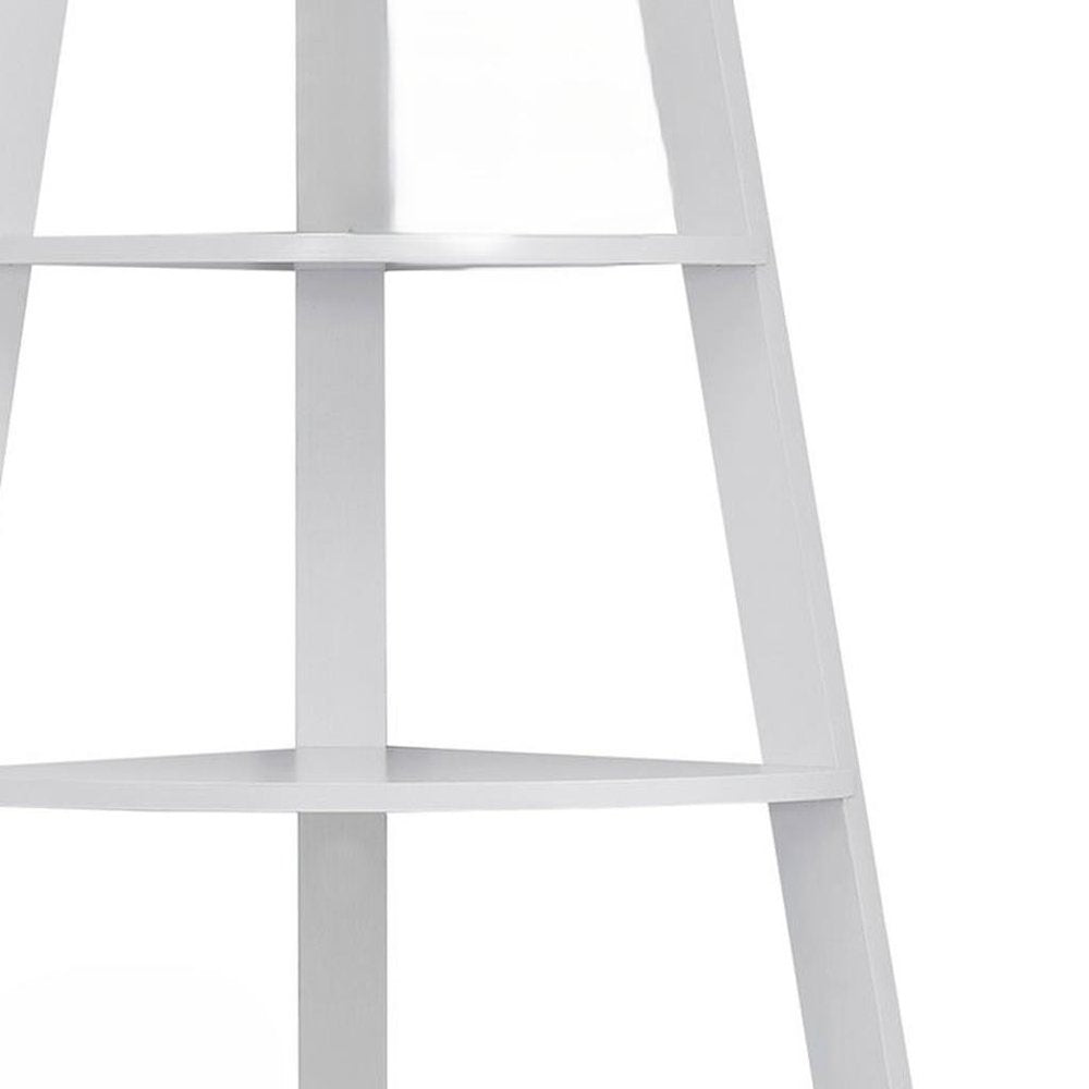 White Wood Four Tier Corner Bookcase HomeRoots