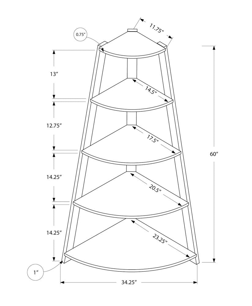 White Wood Four Tier Corner Bookcase HomeRoots