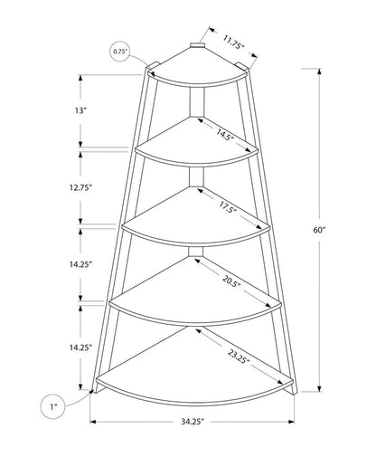 White Wood Four Tier Corner Bookcase HomeRoots