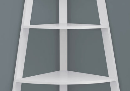 White Wood Four Tier Corner Bookcase HomeRoots