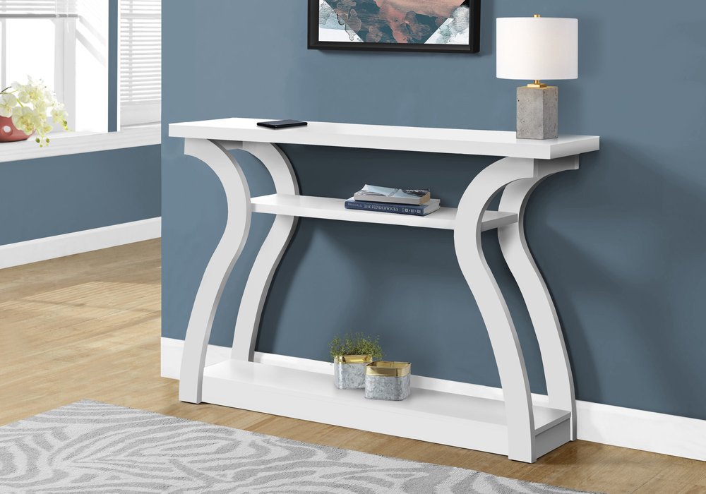 47" White Floor Shelf Console Table With Shelves HomeRoots