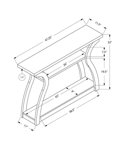 47" White Floor Shelf Console Table With Shelves HomeRoots