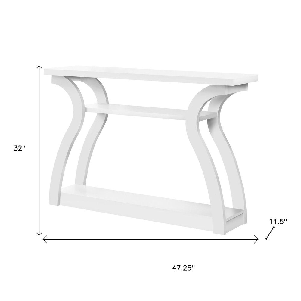 47" White Floor Shelf Console Table With Shelves HomeRoots