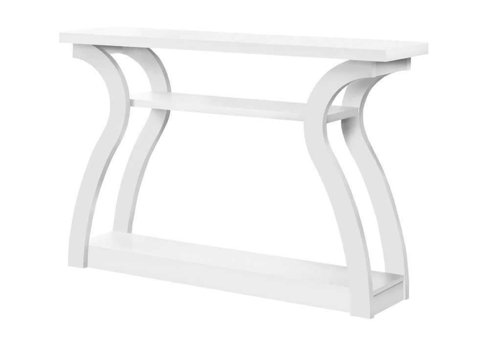 47" White Floor Shelf Console Table With Shelves HomeRoots