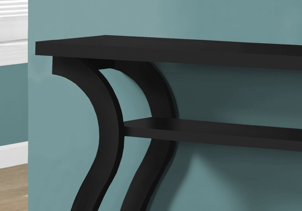 47" Black Floor Shelf Console Table With Shelves HomeRoots
