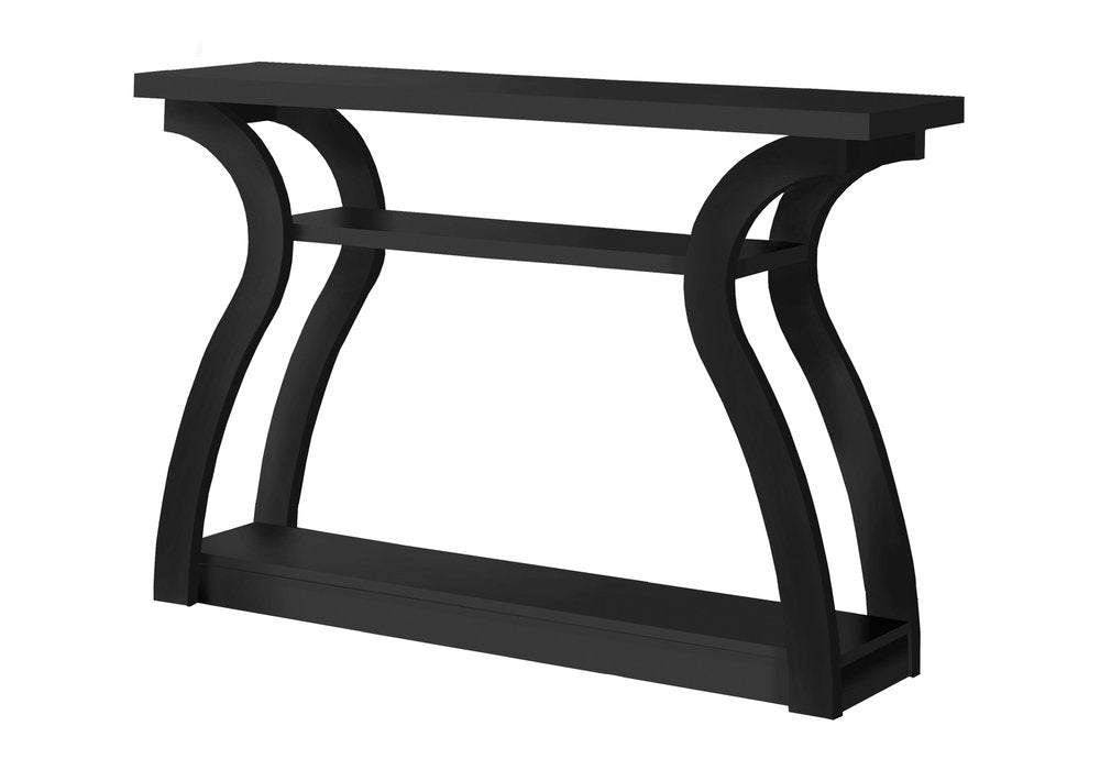 47" Black Floor Shelf Console Table With Shelves HomeRoots