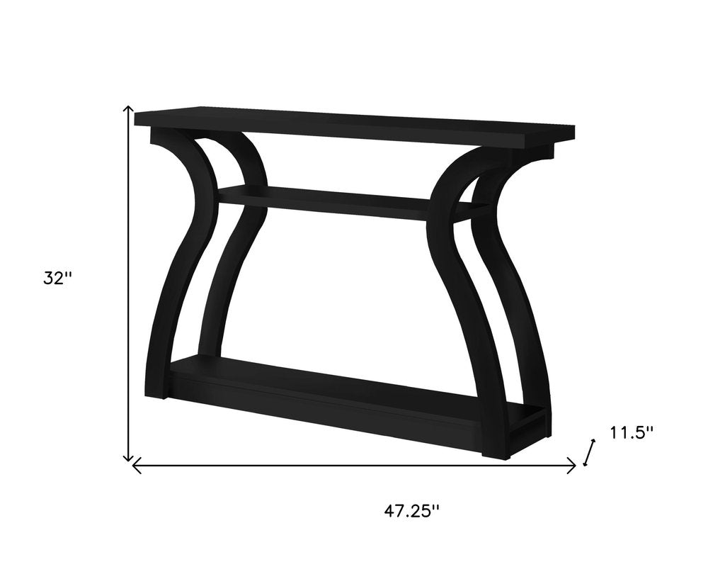 47" Black Floor Shelf Console Table With Shelves HomeRoots