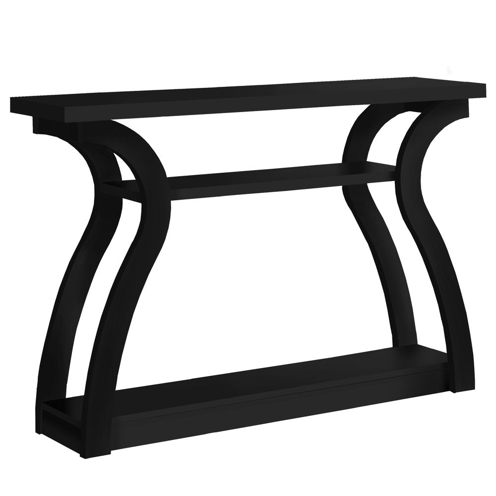 47" Black Floor Shelf Console Table With Shelves HomeRoots