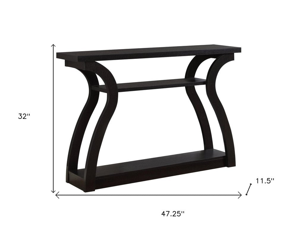 47" Espresso Floor Shelf Console Table With Storage HomeRoots