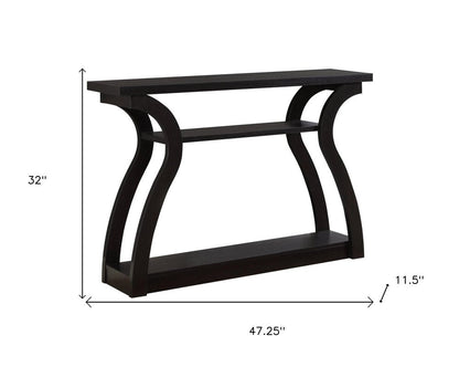 47" Espresso Floor Shelf Console Table With Storage HomeRoots