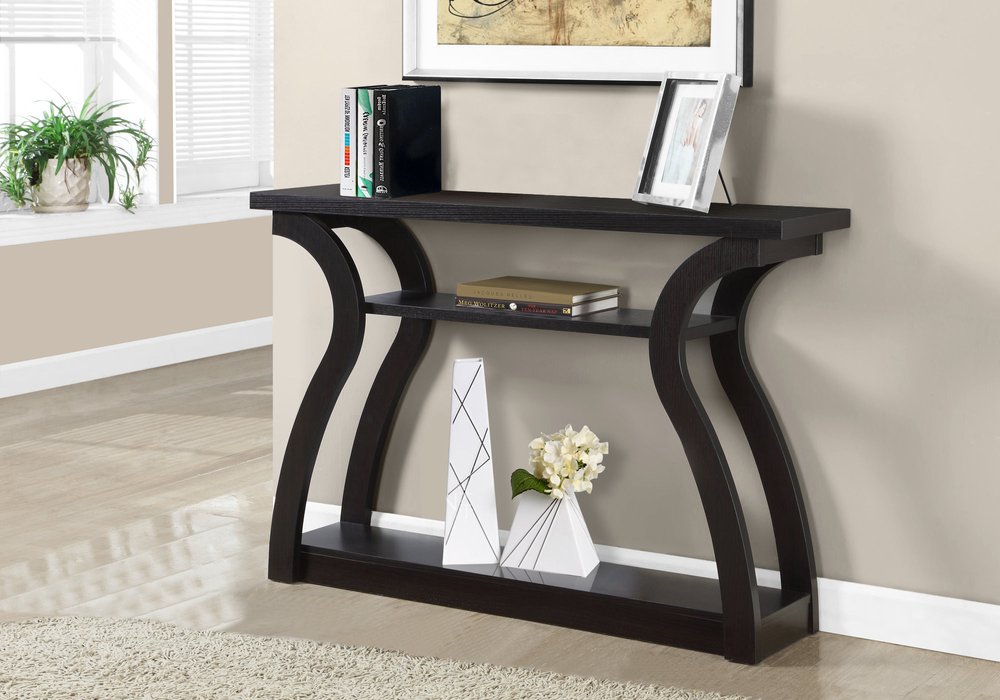 47" Espresso Floor Shelf Console Table With Storage HomeRoots