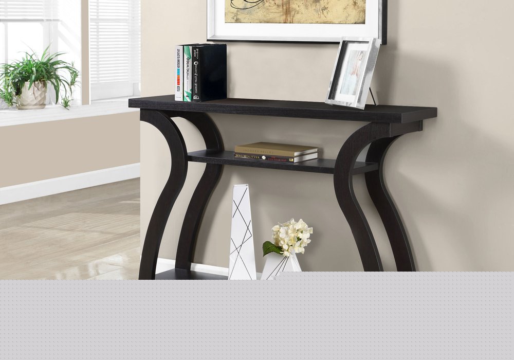 47" Espresso Floor Shelf Console Table With Storage HomeRoots