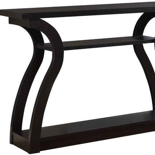 47" Espresso Floor Shelf Console Table With Storage HomeRoots