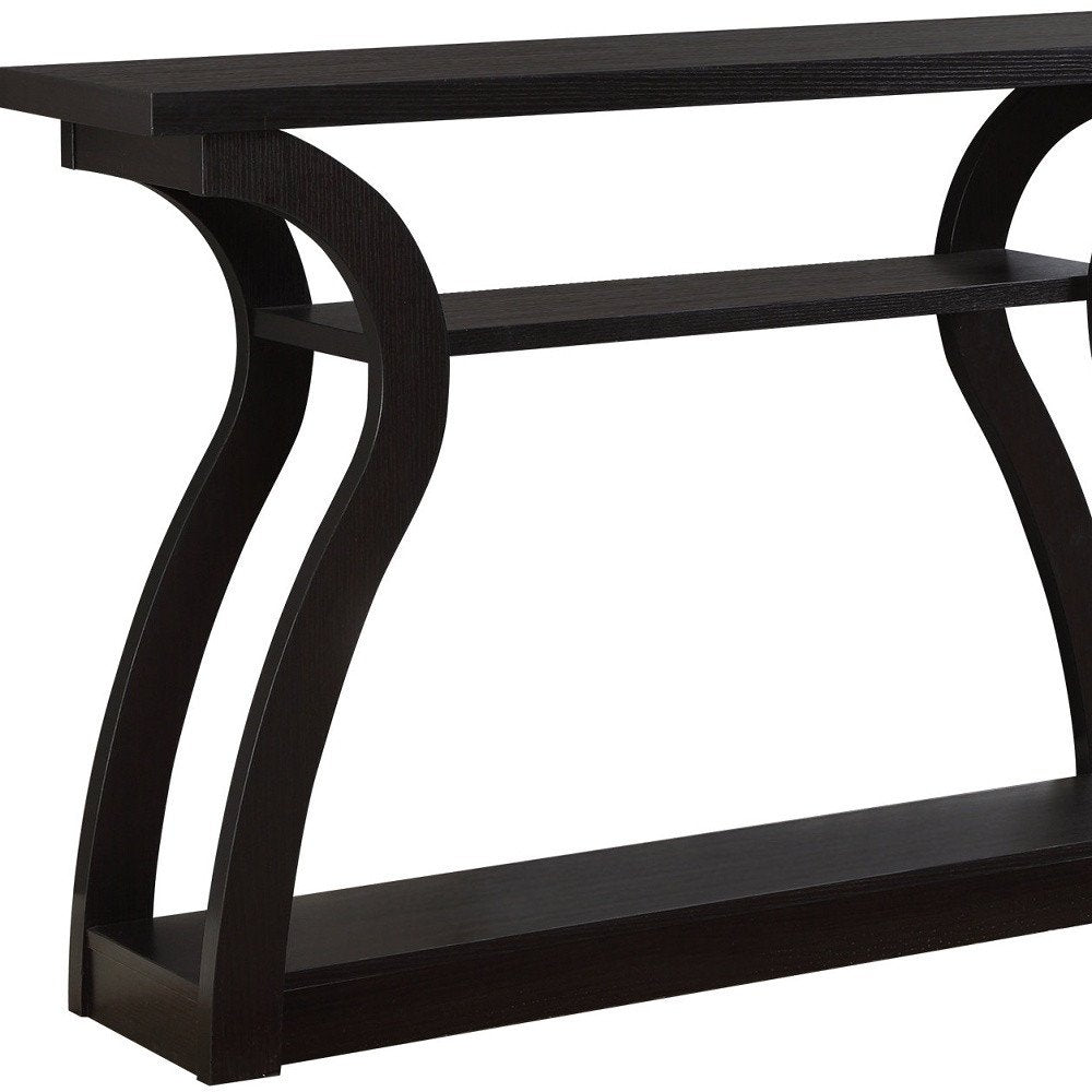 47" Espresso Floor Shelf Console Table With Storage HomeRoots