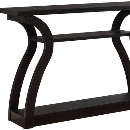 47" Espresso Floor Shelf Console Table With Storage HomeRoots