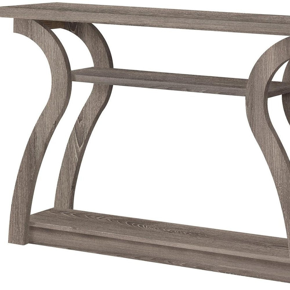 47" Taupe Floor Shelf Console Table With Storage HomeRoots