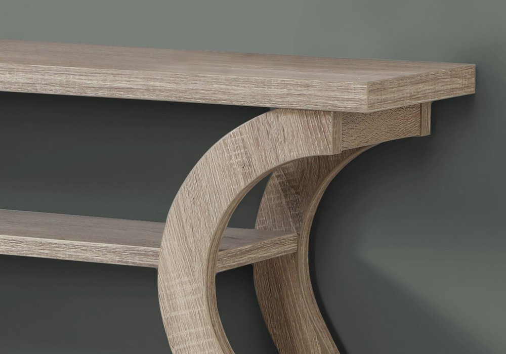 47" Taupe Floor Shelf Console Table With Storage HomeRoots