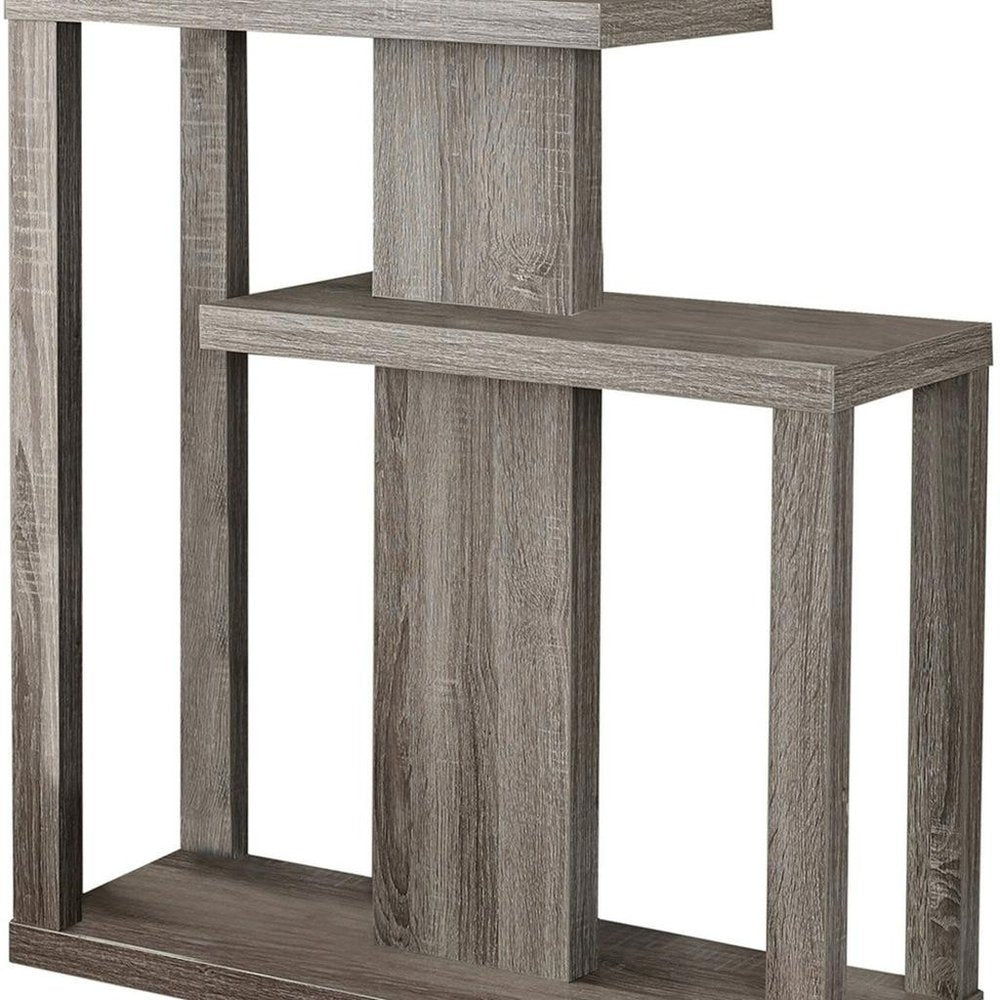 32" Taupe Free form Floor Shelf Console Table With Storage HomeRoots