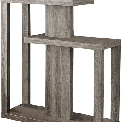 32" Taupe Free form Floor Shelf Console Table With Storage HomeRoots