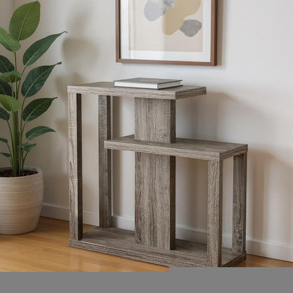 32" Taupe Free form Floor Shelf Console Table With Storage HomeRoots