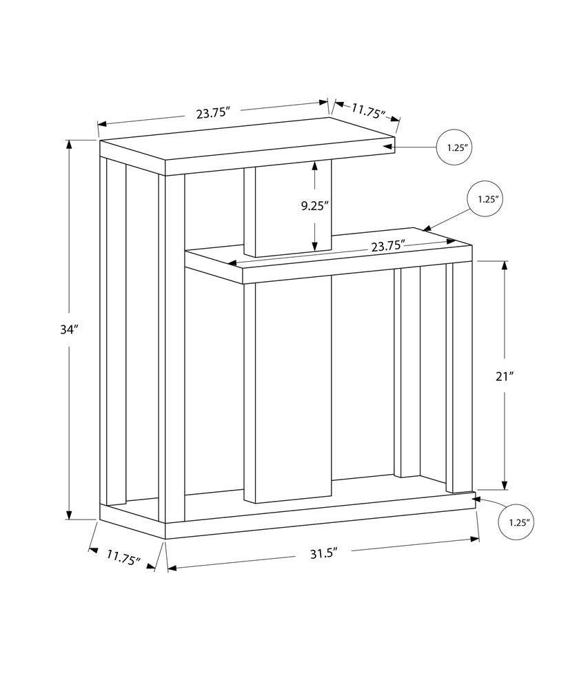 32" Taupe Free form Floor Shelf Console Table With Storage HomeRoots