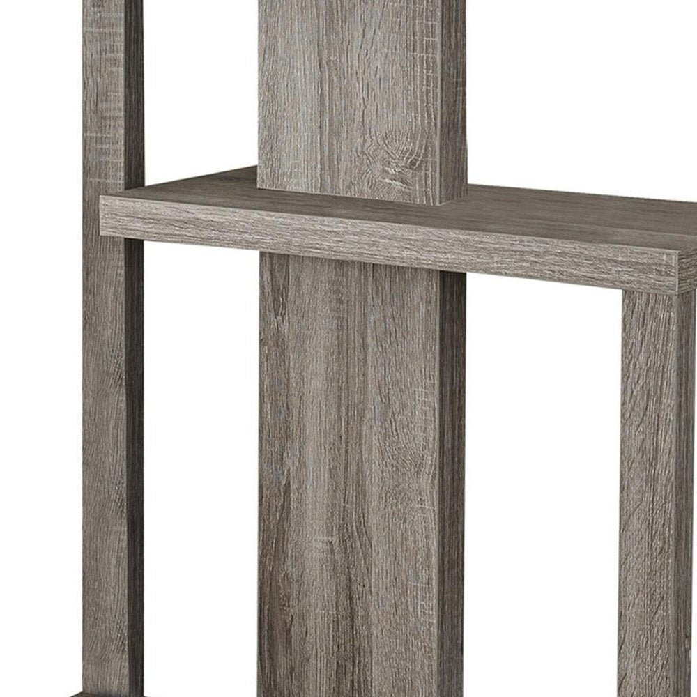 32" Taupe Free form Floor Shelf Console Table With Storage HomeRoots