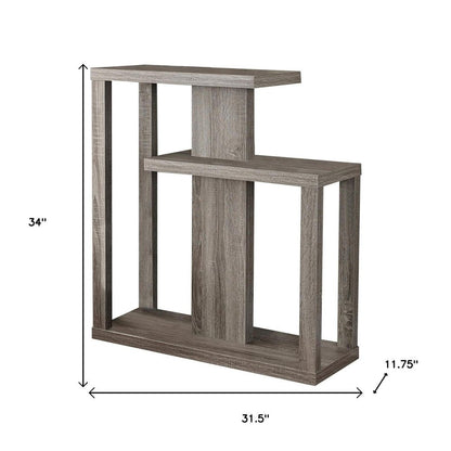 32" Taupe Free form Floor Shelf Console Table With Storage HomeRoots
