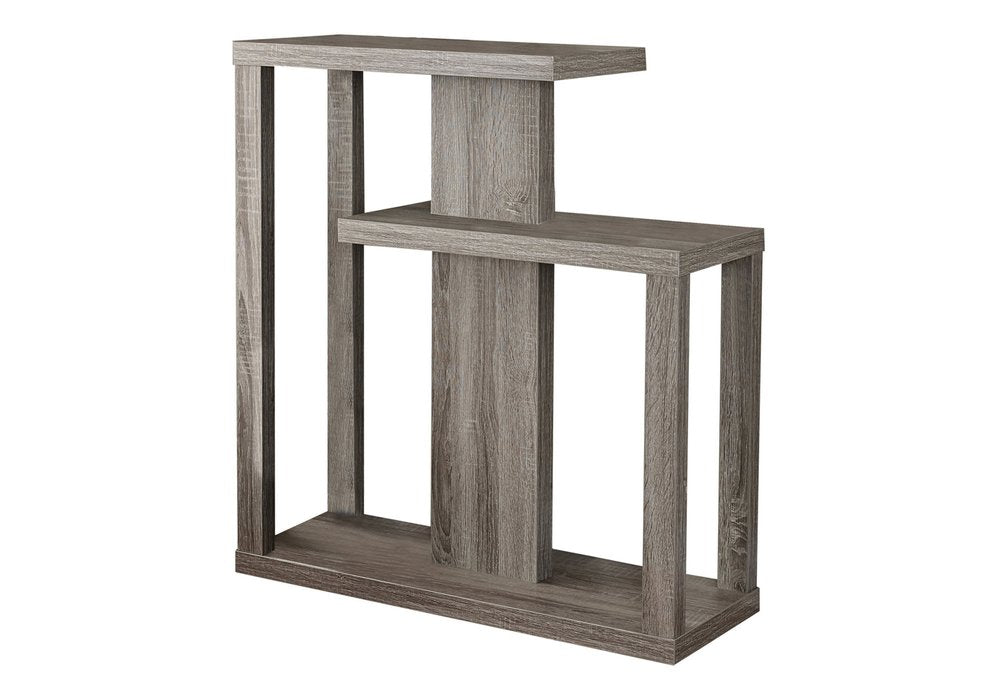 32" Taupe Free form Floor Shelf Console Table With Storage HomeRoots