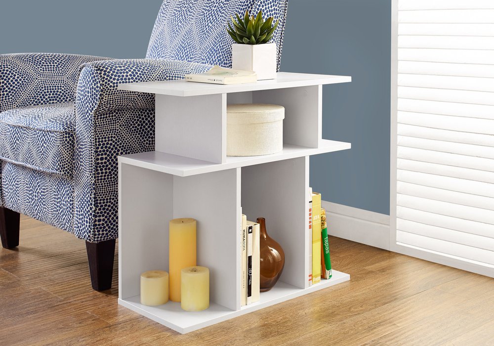 24" White Wood End Table With Six Open Shelves HomeRoots