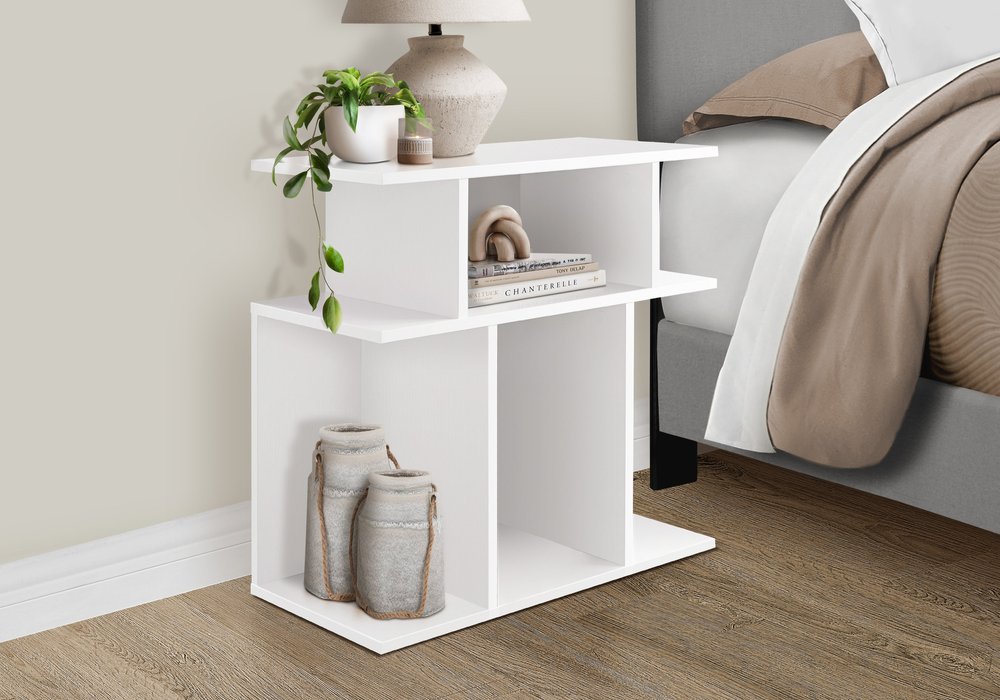 24" White Wood End Table With Six Open Shelves HomeRoots
