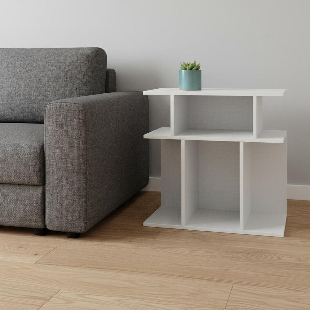 24" White Wood End Table With Six Open Shelves HomeRoots