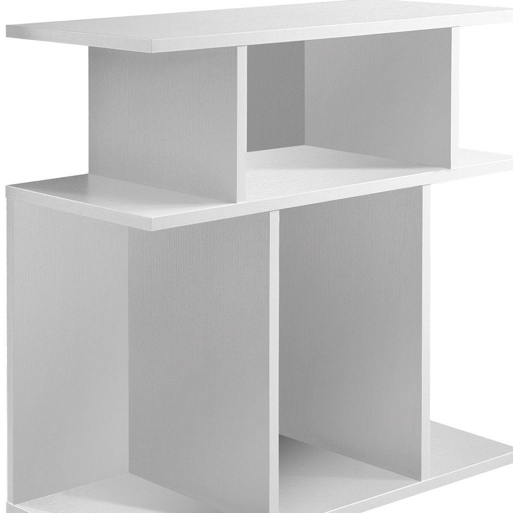 24" White Wood End Table With Six Open Shelves HomeRoots