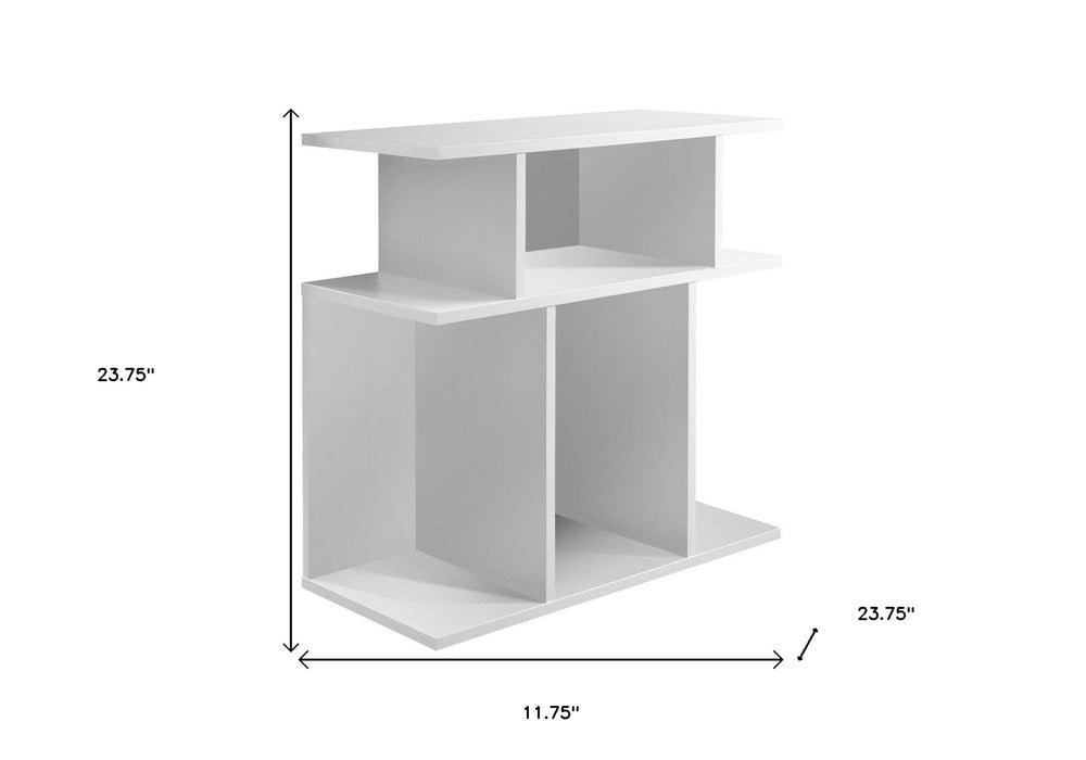 24" White Wood End Table With Six Open Shelves HomeRoots