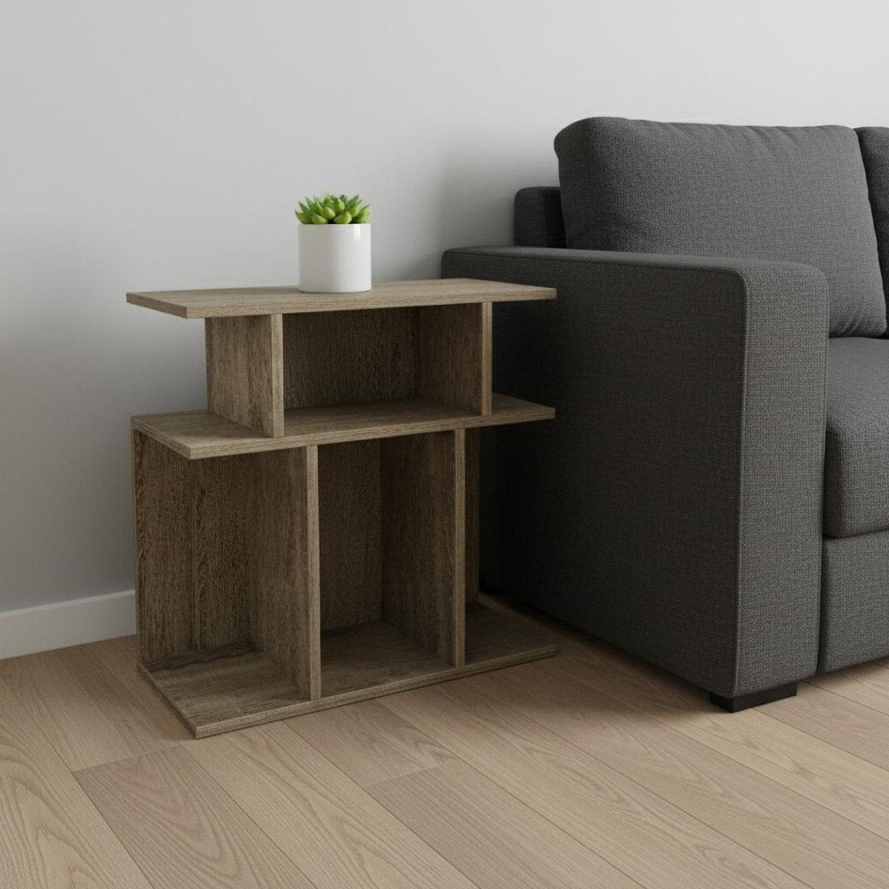 24" Deep Taupe End Table With 6 HomeRoots